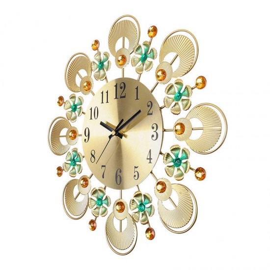 European Retro Flower Diamond Iron Wall Clock Creative Mute Wall Clock Living Room Decorative Clock