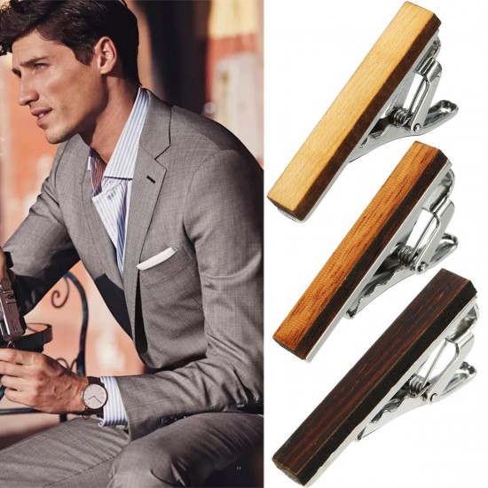 Fashion Wood Men Tie Clip Bar Necktie Pin Clasp Clamp Wedding Party Decorations