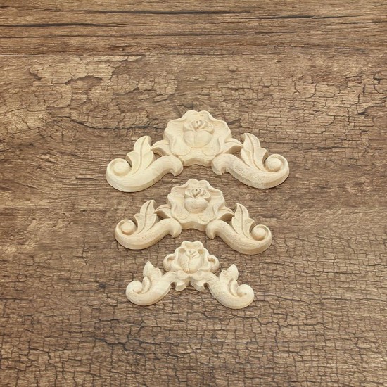 Floral Carved Woodcarving Decal Corner Applique Wooden Furniture Room Wall Decorations