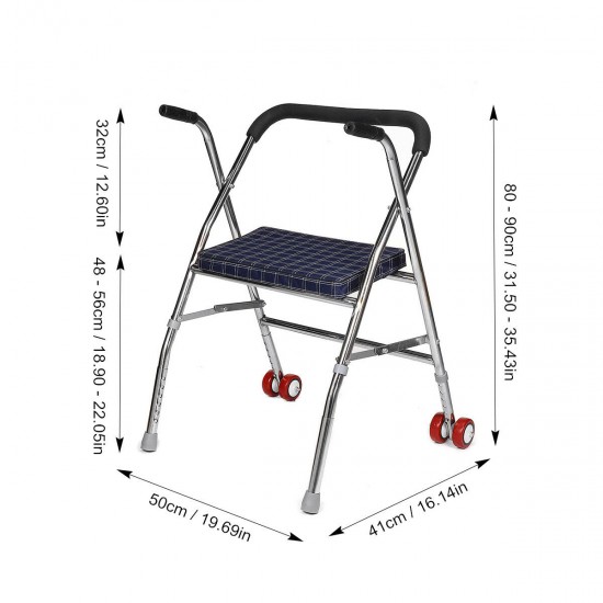 Folding Adult Walker Stainless Steel Walking Frame Elderly Medical Mobility Aid