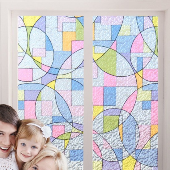 Geometric Patterns Frosted Window Film PVC Glass Sticker Privacy Home Decoration