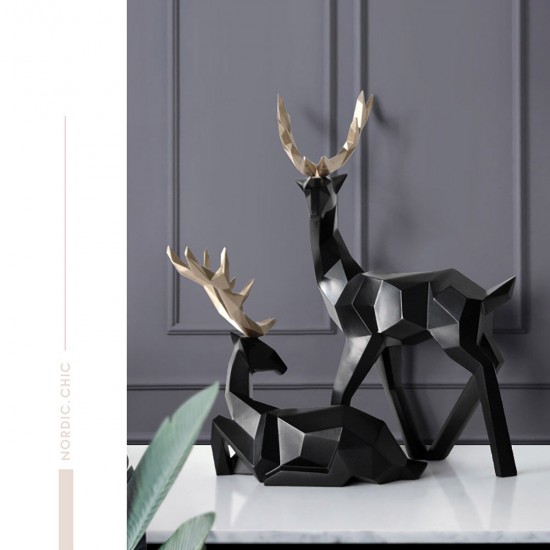 Geometry Deer Reindeer Craft Home Party Decor Xmas Elk Resin Ornaments