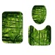 Green Forest Waterproof Shower Curtain Bathroom Toilet Cover Mat Rug Pad Set