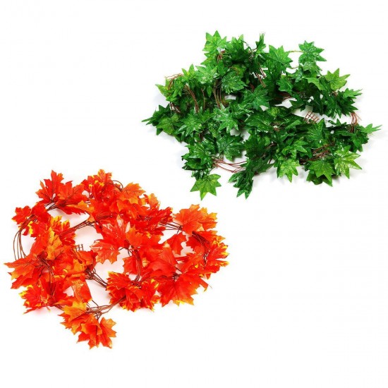 Green/Red Maple Leaf Artificial Vine Garland Foliage Plant Wedding Party Decor