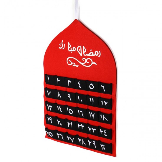 Kids Arabic MDF Ramadan Advent Calendar 30 Pockets Eid Mubarak DIY House Decor