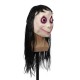 LED Scary Momo Mask Game Horror Mask Cosplay Full Head Momo Mask Big Eye With Long Wigs Halloween Party Props