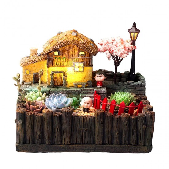 Lighting Glasse's Cabin Pot Craft Ornaments Magic Lantern House Planter Bonsai Decorations