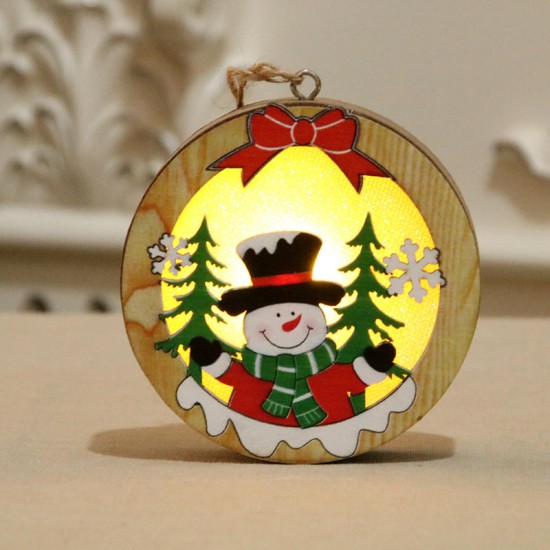 Luminous Christmas Wooden Ornament LED Light Santa Claus Deer Decor Lamp Xmas Decorations