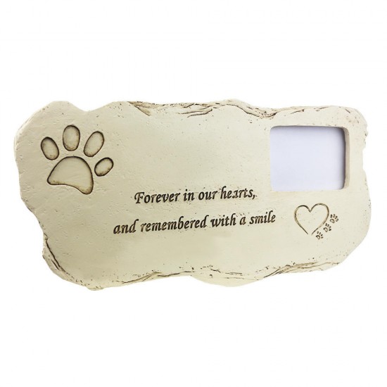 Pet Tombstone Dog Memorial Stone Personalized With Waterproof Photo Frame Features Sympathy Poem Garden Backyard Marker Grave Tombstone - Loss of Dog Gift