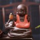 Purple Clay Backflow Incense Cone Burner Holder Cute Monk Fragrant Smoke Backflow Censer Decor