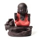 Purple Clay Backflow Incense Cone Burner Holder Cute Monk Fragrant Smoke Backflow Censer Decor