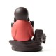 Purple Clay Backflow Incense Cone Burner Holder Cute Monk Fragrant Smoke Backflow Censer Decor