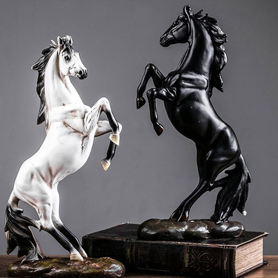 Resin Horse Statue Ornament Figurine Chic Home Hotel Feng Shui Horse Decorations