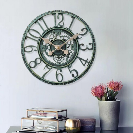 Retro Vintage Wall Clock Resin Grey Home Kitchen Indoor Decor Steampunk Design