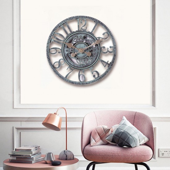 Retro Vintage Wall Clock Resin Grey Home Kitchen Indoor Decor Steampunk Design
