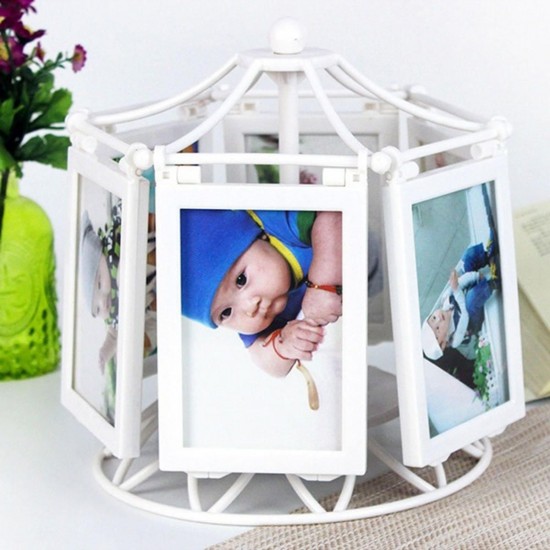 Rotating Music Box Photo Frame Picture Display for 12 photos Wedding Graduation