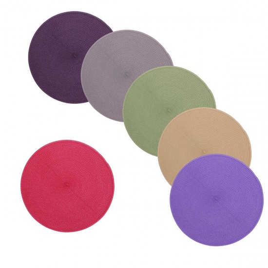 Round Jacquard Woven Non Slip Placemats Kitchen Dining Table Mat Heat Resistant 6 Colors