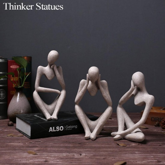 Sandstone Resin Thinkers Statue Left Thinking/Right Thinking/Concentration Thinker Model Toys