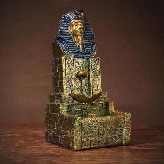 Seraphic Egyptian Pharaoh King Golden Backflow Incense Burner Holder