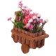Small Cart Flower Pot Wooden Wheelbarrow Planter Succulent Container Ornament