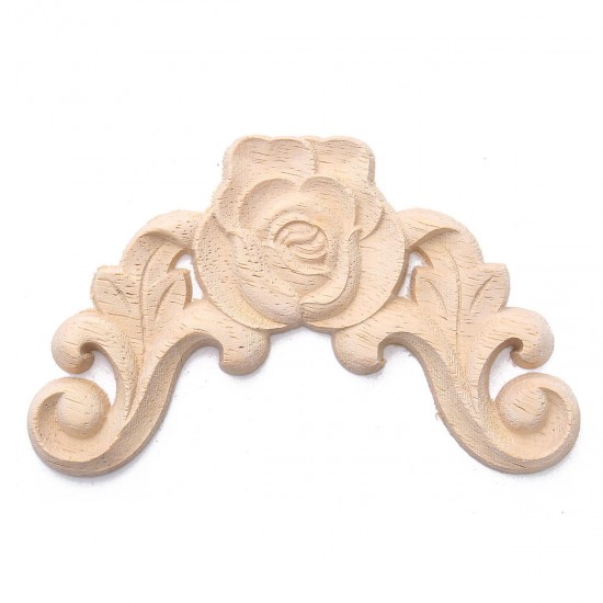 Wood Carving Applique Frame Onlay Furniture Decoration Unpainted