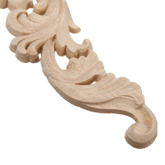 Wood Carving Applique Unpainted Flower Applique Wood Carving Decal 30x8cm 20x5cm