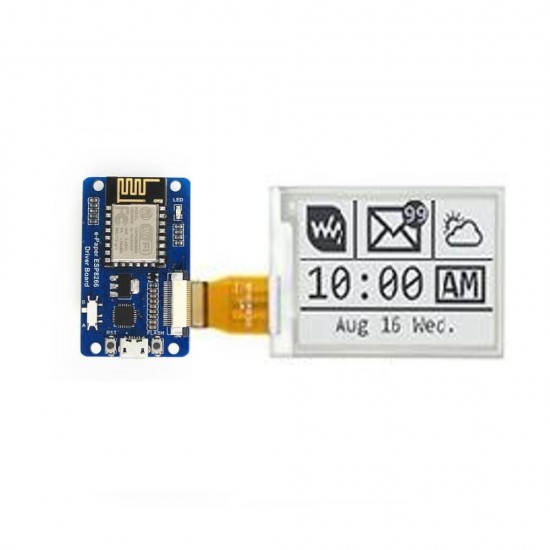 2.7 Inch Bare e-Paper Screen + Driver Board Onboard ESP8266 Module Wireless WiFi Black and White Display