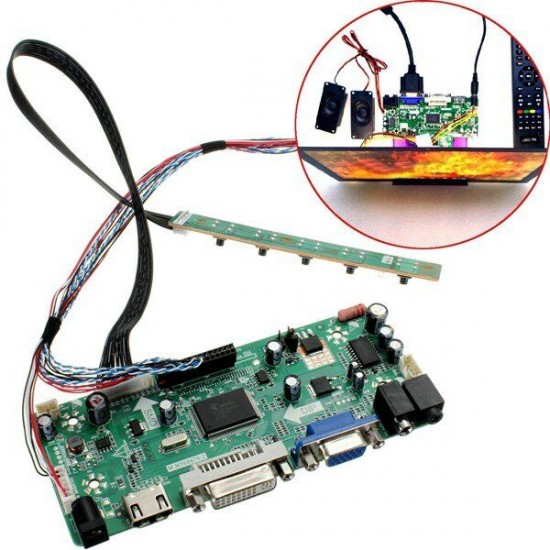 LCD Controller Board 40P 8-bit HD DVI VGA Audio PC Module Kit For B156XW02 15.6 Inch Display