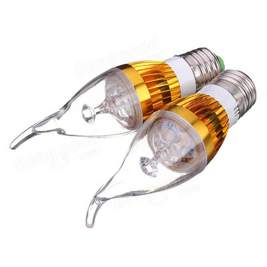 E27 3W AC85-265V White/Warm White Golden Cover LED Candle Light Bulb