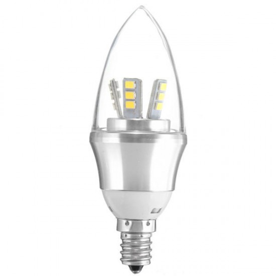 E27/E14/E12/B22/B15 6W LED Warm White/White 25SMD 2835 Silver Candle Light Bulb Lamp 85-265V