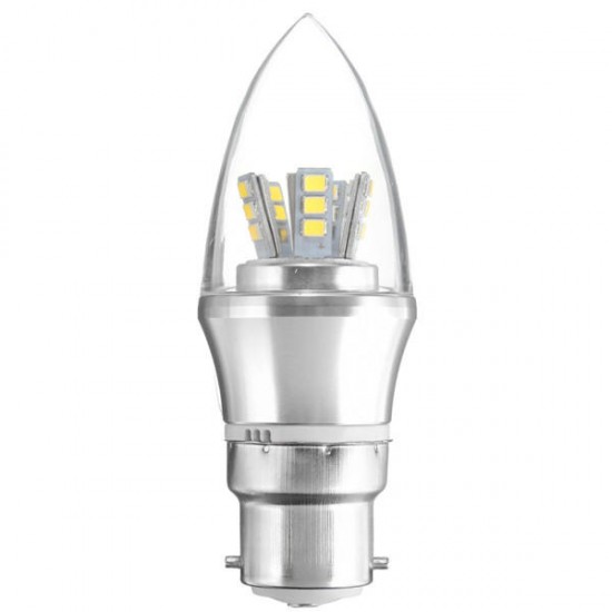 E27/E14/E12/B22/B15 6W LED Warm White/White 25SMD 2835 Silver Candle Light Bulb Lamp 85-265V