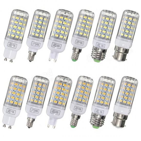 E27/E14/E12/B22/G9/GU10 Dimmable 6W AC110V LED Bulb White/Warm White 60 SMD 5730 Corn Light Lamp