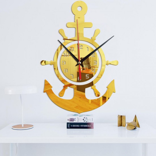 3D Anchor Helmsman Sailor Pirate Ship Mediterranean Style Wall Personality Clock