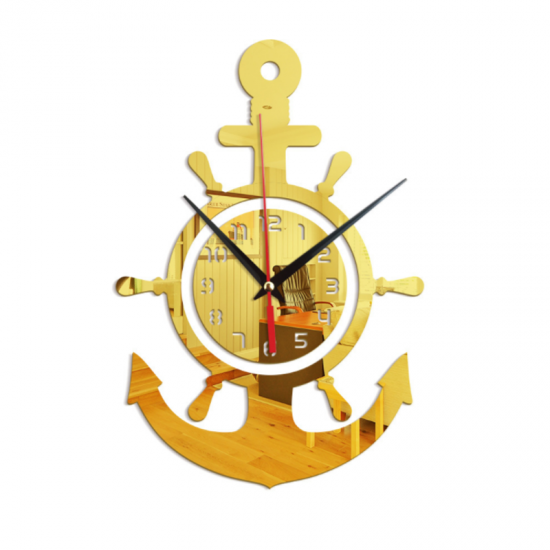 3D Anchor Helmsman Sailor Pirate Ship Mediterranean Style Wall Personality Clock