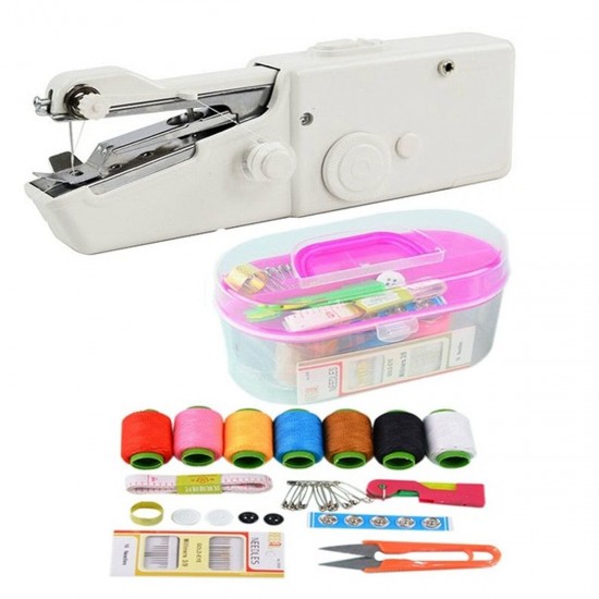 6V Portable Cordless Electric Handheld Sewing Machine Stitch Set Sew Cloth