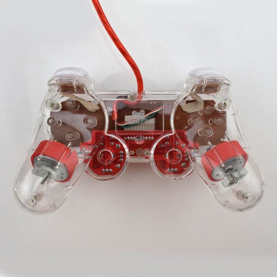 Transparent USB Wired Dual-vibration Feedback Gamepad Game Controller with Joystick for PC Games