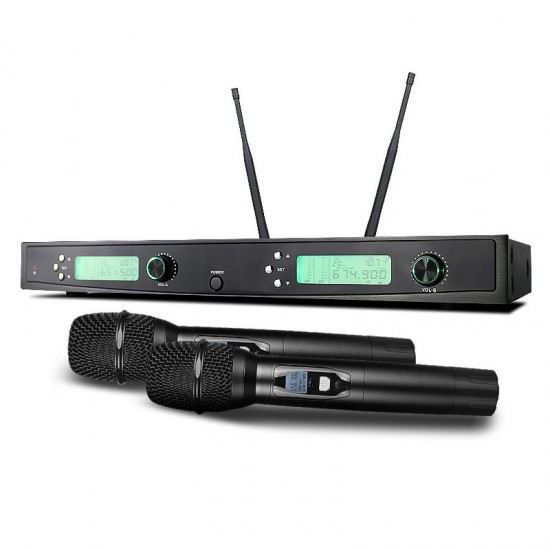 JD-200 UHF IR Professional Wireless Microphone System Karaoke Dual Handheld Mic for Stage KTV