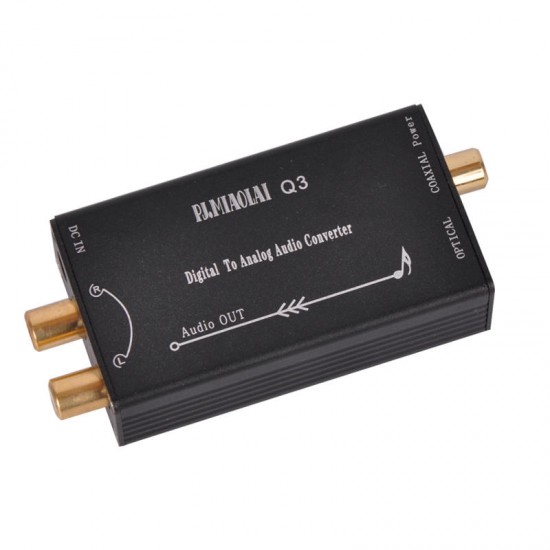 Q3 HiFi Mini DAC Digital to Analog Audio Converter DAC Optical Coaxial Input RCA Out