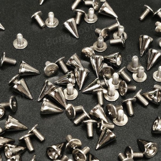 100PCS DIY Silver Metal Studs Cone Punk Spikes Spots Rivet 10*7mm