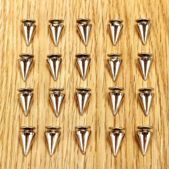 100PCS DIY Silver Metal Studs Cone Punk Spikes Spots Rivet 10*7mm