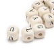 100Pcs Natural Mixed Wooden Alphabet Letter Cube Craft Charms Beads 10mm