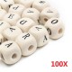 100Pcs Natural Mixed Wooden Alphabet Letter Cube Craft Charms Beads 10mm