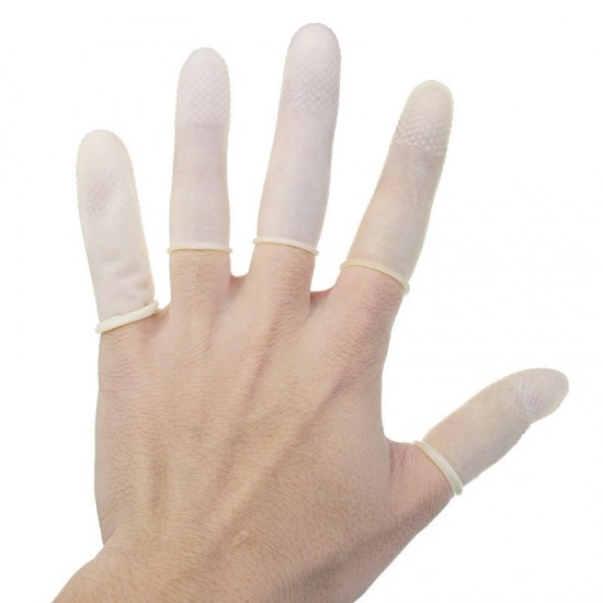 100Pcs White Anti Slip Latex Finger Cot Rubber Fingertip Durable Protective Finger Gloves