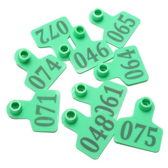 100Sets Green Animals Cattleoat Pig Sheep Use Ear Number Tag Livestock Tags Labels