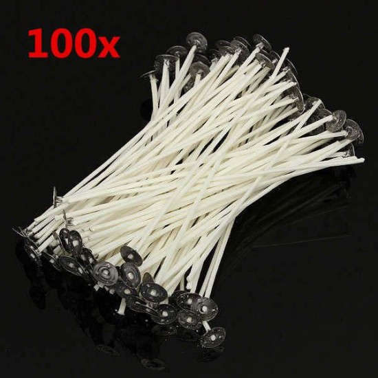 100pcs 20cm Wax Candle Cotton Wicks with Metal Sustainers