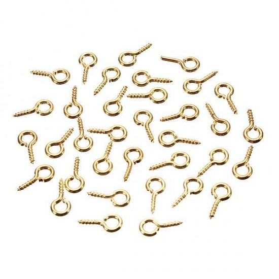 100pcs Mini Eye Pins Eyepins Hooks Eyelets Screw Threaded Peg 8x3.5mm