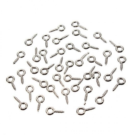 100pcs Mini Eye Pins Eyepins Hooks Eyelets Screw Threaded Peg 8x3.5mm