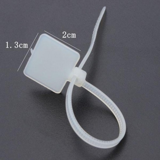 100pcs White Nylon Zip Cable Tie Label Strap Strip With Marking Tag 3X100mm