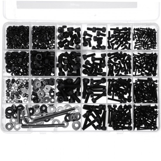 1060Pcs M2 M3 M4 M5 Socket Cap Round Button Head Bolt Screws Hex Nut Washer Set