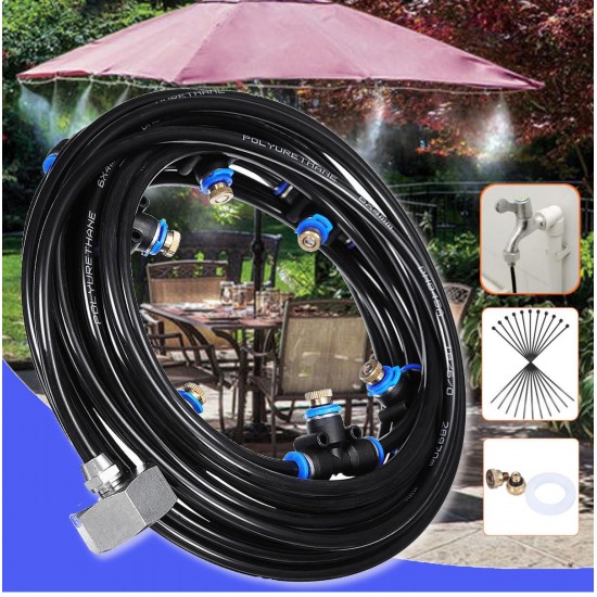 10M+3M Outdoor Mist Coolant System Water Sprinkler Garden Patio Mister Cooling Spray Kits Micro Irrigation Set With 19 Spray Nozzles